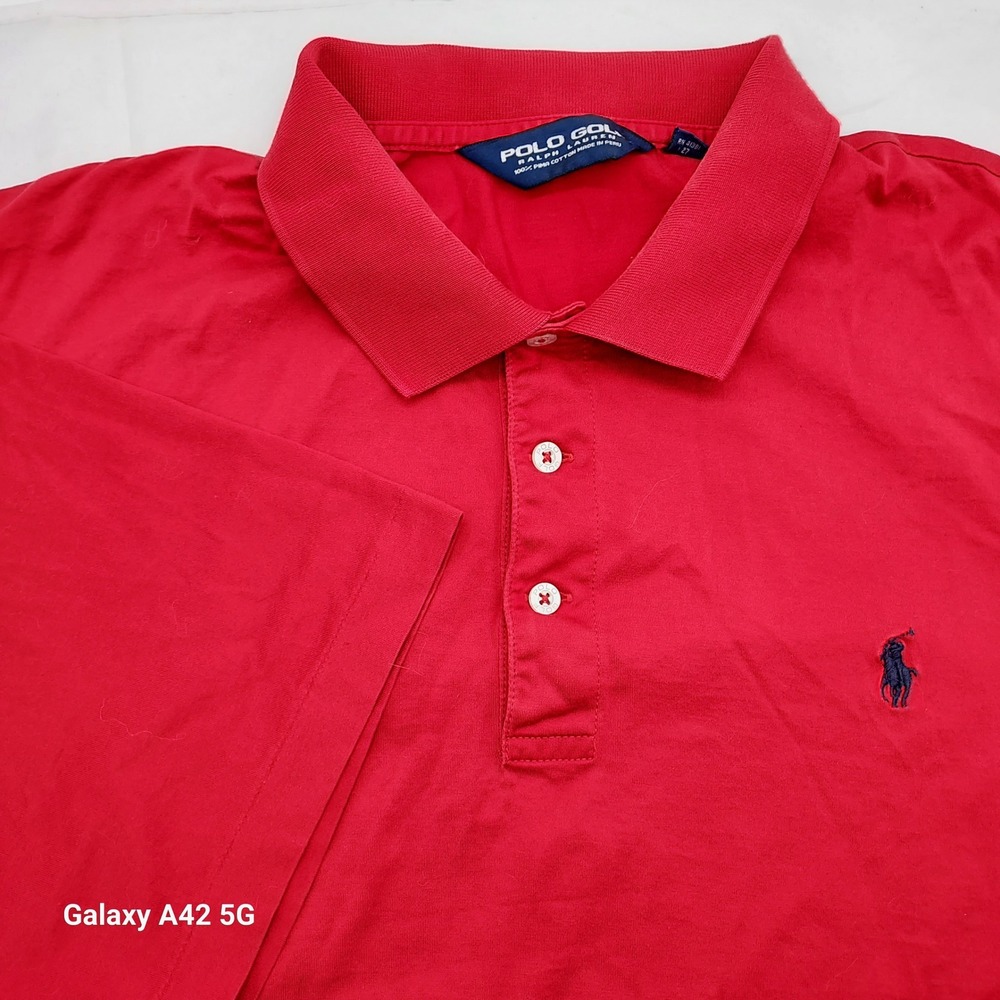 Polo Golf Ralph Lauren Mens XL Red Pima Cotton Short Sleeve Polo Shirt Pony Logo
